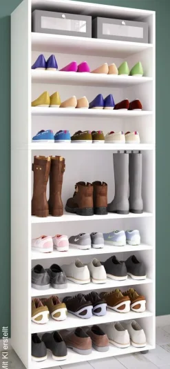 Schuhregal Lona weiß B/H/T: ca. 70x183x37 cm