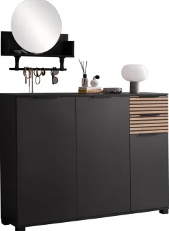 Schuhschrank Alexa schwarz matt B/H/T: ca. 141,9x105,5x35 cm