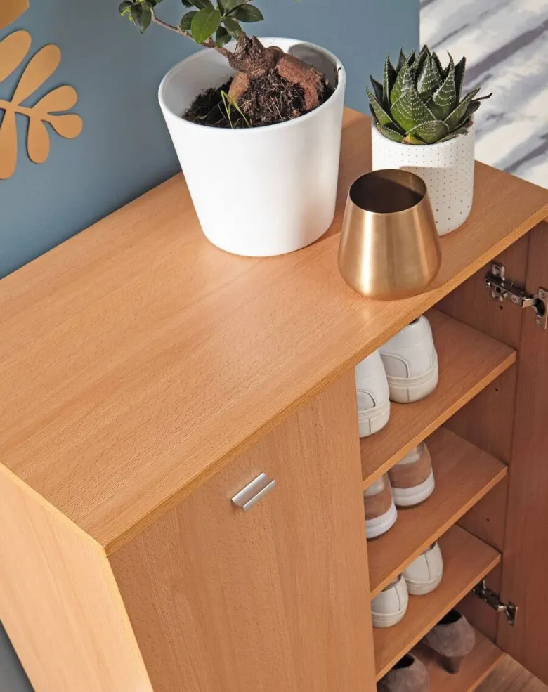 Schuhschrank buche Nachbildung silber B/H/T: ca. 60x90x35 cm