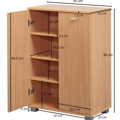 Schuhschrank buche Nachbildung silber B/H/T: ca. 60x90x35 cm