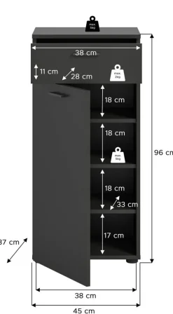Schuhschrank Delton Basalt Nachbildung B/H/T: ca. 53x37x43 cm
