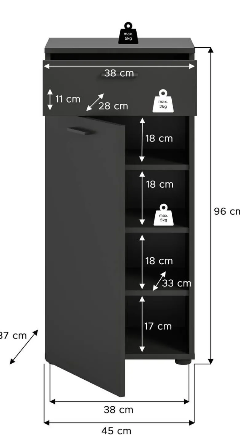 Schuhschrank Delton Basalt Nachbildung B/H/T: ca. 53x37x43 cm