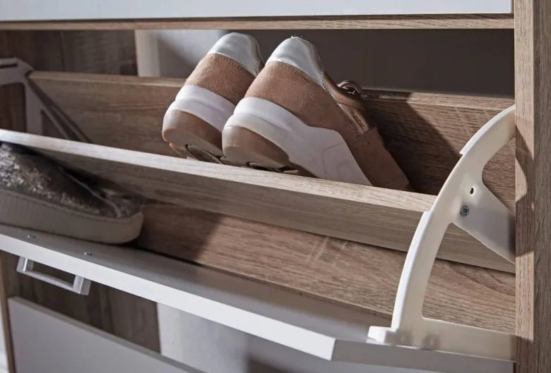 Schuhschrank Eiche Sonoma Nachbildung weiß B/H/T: ca. 80x95x24 cm