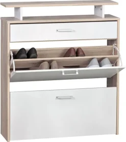 Schuhschrank Eiche Sonoma Nachbildung weiß B/H/T: ca. 80x95x24 cm