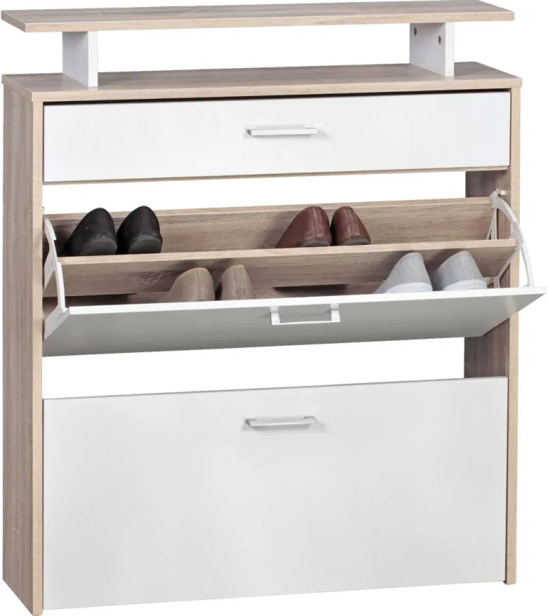Schuhschrank Eiche Sonoma Nachbildung weiß B/H/T: ca. 80x95x24 cm