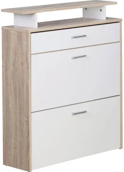 Schuhschrank Eiche Sonoma Nachbildung weiß B/H/T: ca. 80x95x24 cm