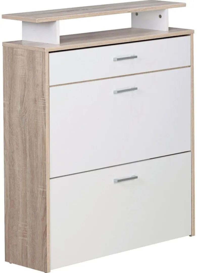 Schuhschrank Eiche Sonoma Nachbildung weiß B/H/T: ca. 80x95x24 cm