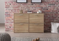 Schuhschrank Eiche Sonoma Nachbildung silber B/H/T: ca. 120x81x24 cm