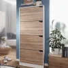 Schuhschrank Eiche Sonoma Nachbildung weiß B/H/T: ca. 60x150x24 cm