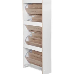 Schuhschrank Eiche Sonoma Nachbildung weiß B/H/T: ca. 60x150x24 cm