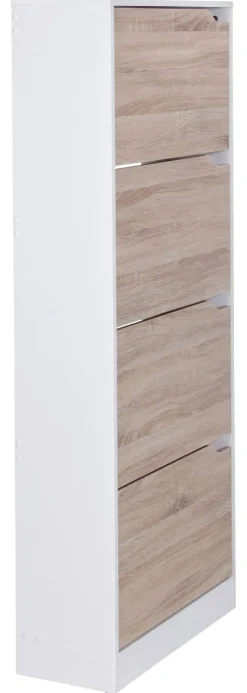Schuhschrank Eiche Sonoma Nachbildung weiß B/H/T: ca. 60x150x24 cm