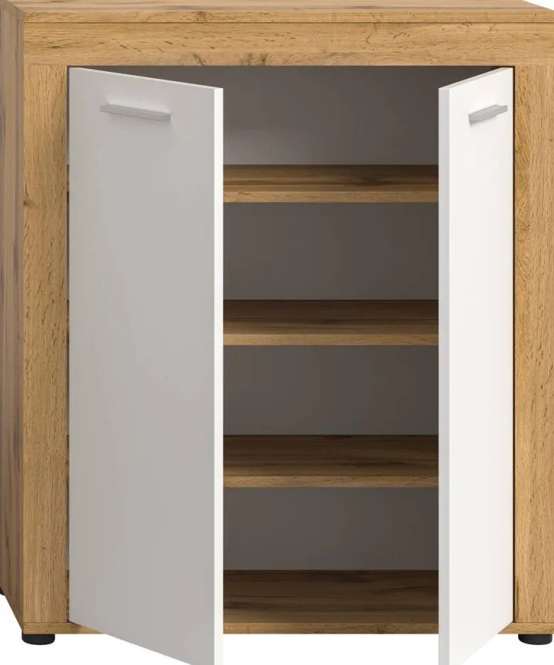 Schuhschrank JAM Eiche Wotan Nachbildung weiß B/H/T: ca. 80x95x35 cm