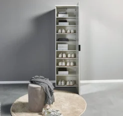 Schuhschrank Lincoln weiß glänzend B/H/T: ca. 50x190x35 cm
