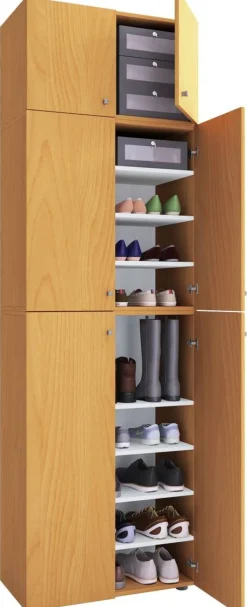 Schuhschrank Lona buche Nachbildung weiß B/H/T: ca. 70x223x39 cm