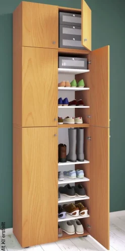 Schuhschrank Lona buche Nachbildung weiß B/H/T: ca. 70x223x39 cm