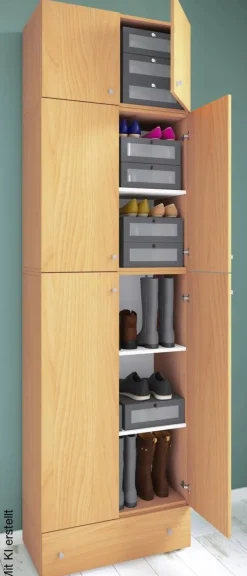 Schuhschrank Lona buche Nachbildung weiß B/H/T: ca. 70x240x39 cm