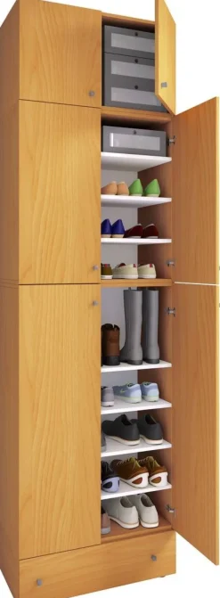 Schuhschrank Lona buche Nachbildung weiß B/H/T: ca. 70x240x39 cm