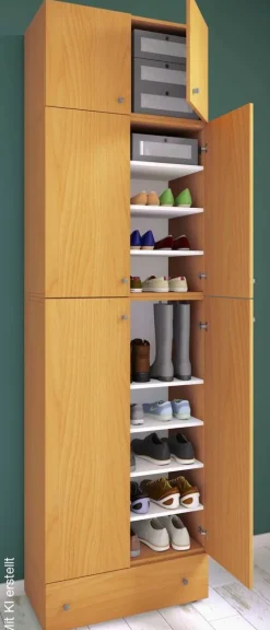 Schuhschrank Lona buche Nachbildung weiß B/H/T: ca. 70x240x39 cm