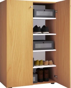 Schuhschrank Lona buche Nachbildung weiß B/H/T: ca. 70x110x39 cm