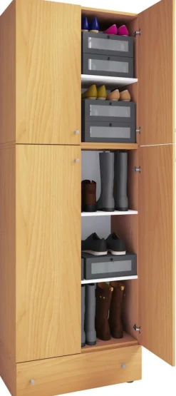 Schuhschrank Lona buche weiß B/H/T: ca. 200x70x39 cm