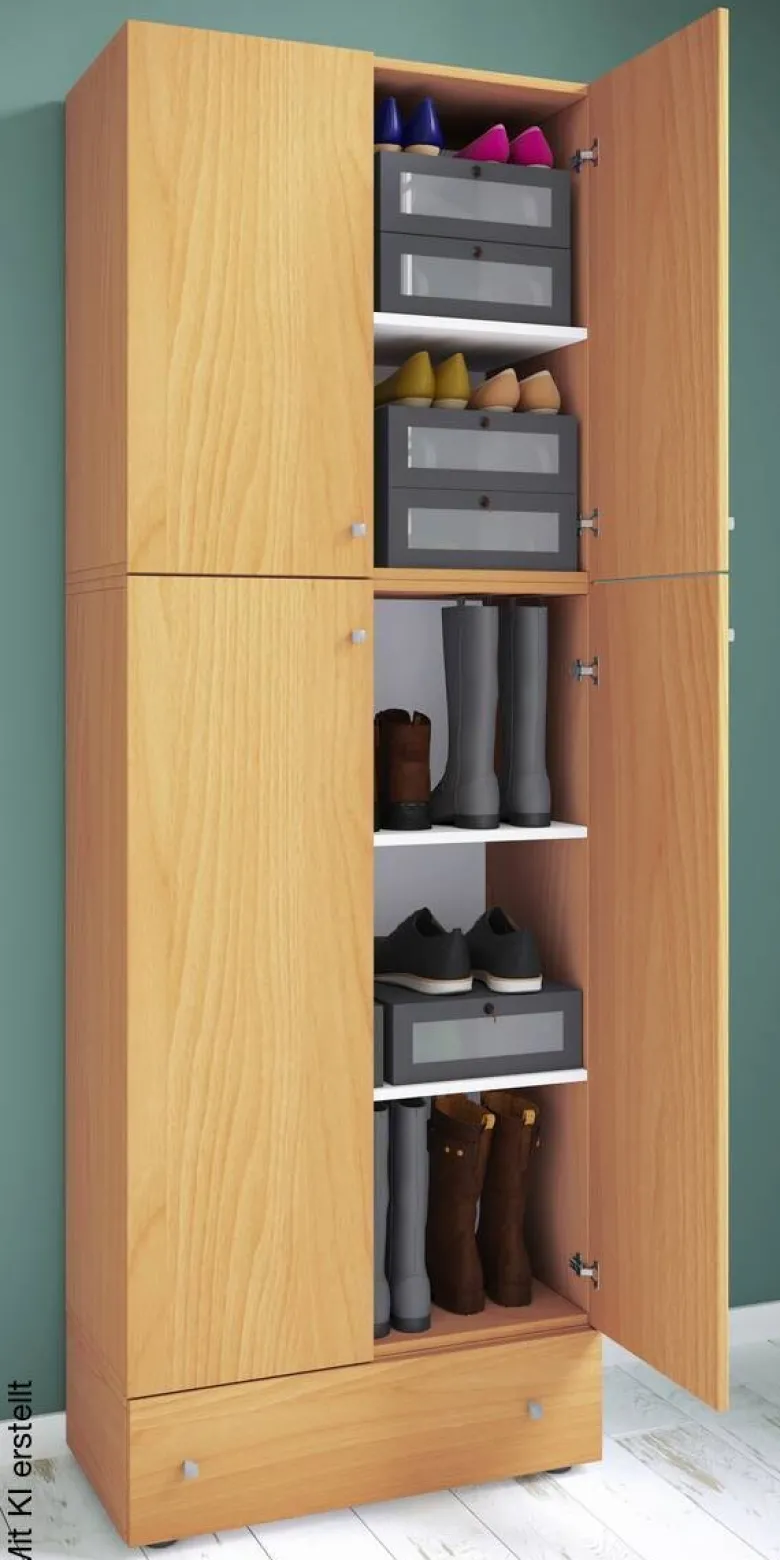Schuhschrank Lona buche weiß B/H/T: ca. 200x70x39 cm