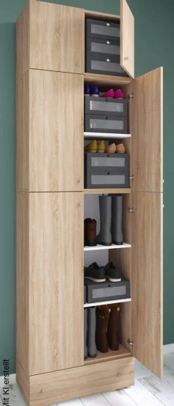Schuhschrank Lona Eiche Sonoma Nachbildung weiß B/H/T: ca. 70x240x39 cm