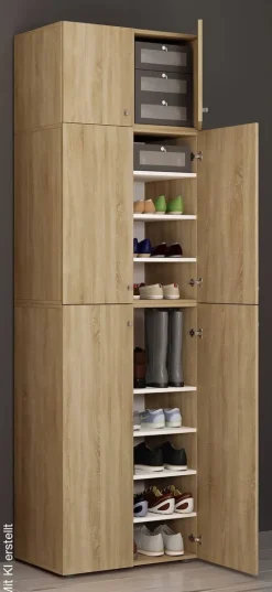 Schuhschrank Lona Eiche Sonoma Nachbildung weiß B/H/T: ca. 70x223x39 cm