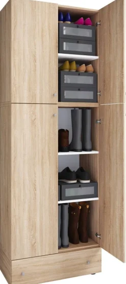 Schuhschrank Lona Eiche Sonoma Nachbildung weiß B/H/T: ca. 70x200x39 cm