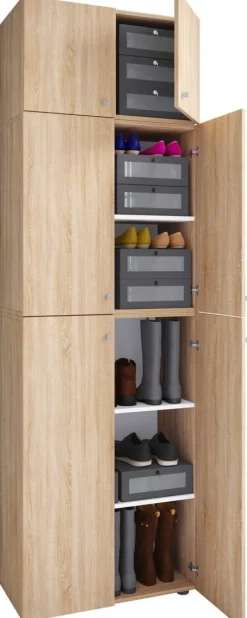 Schuhschrank Lona Eiche Sonoma Nachbildung weiß B/H/T: ca. 70x223x39 cm