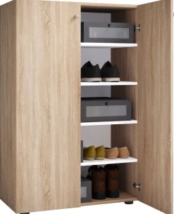 Schuhschrank Lona Eiche Sonoma Nachbildung weiß B/H/T: ca. 70x110x39 cm