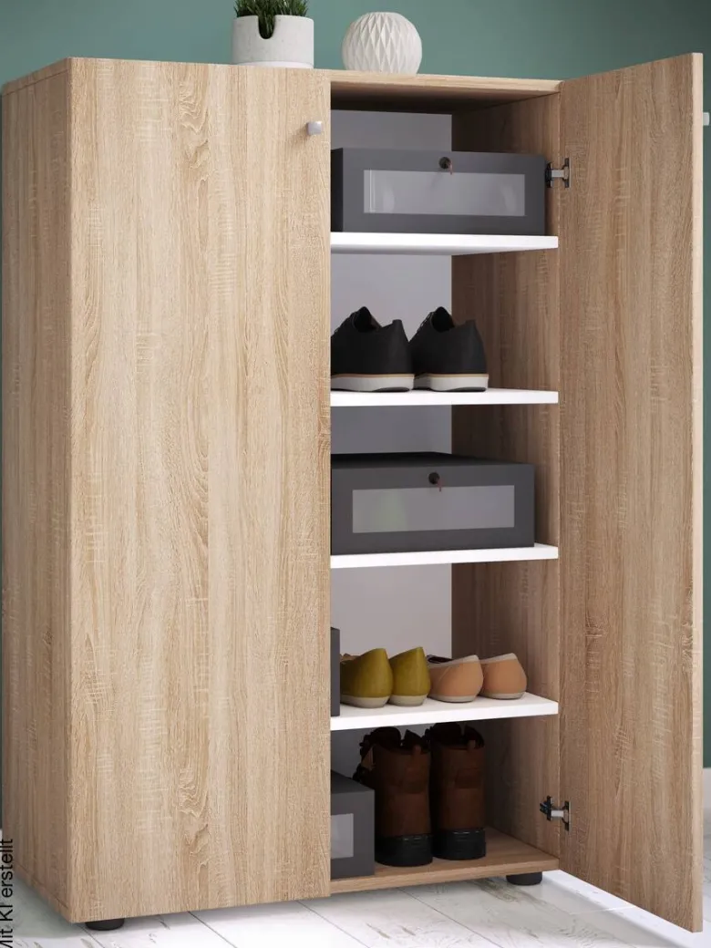 Schuhschrank Lona Eiche Sonoma Nachbildung weiß B/H/T: ca. 70x110x39 cm