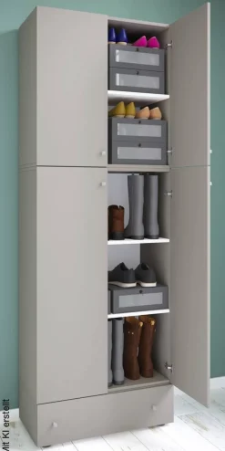 Schuhschrank Lona grau weiß B/H/T: ca. 70x200x39 cm