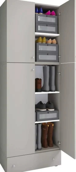 Schuhschrank Lona grau weiß B/H/T: ca. 70x200x39 cm