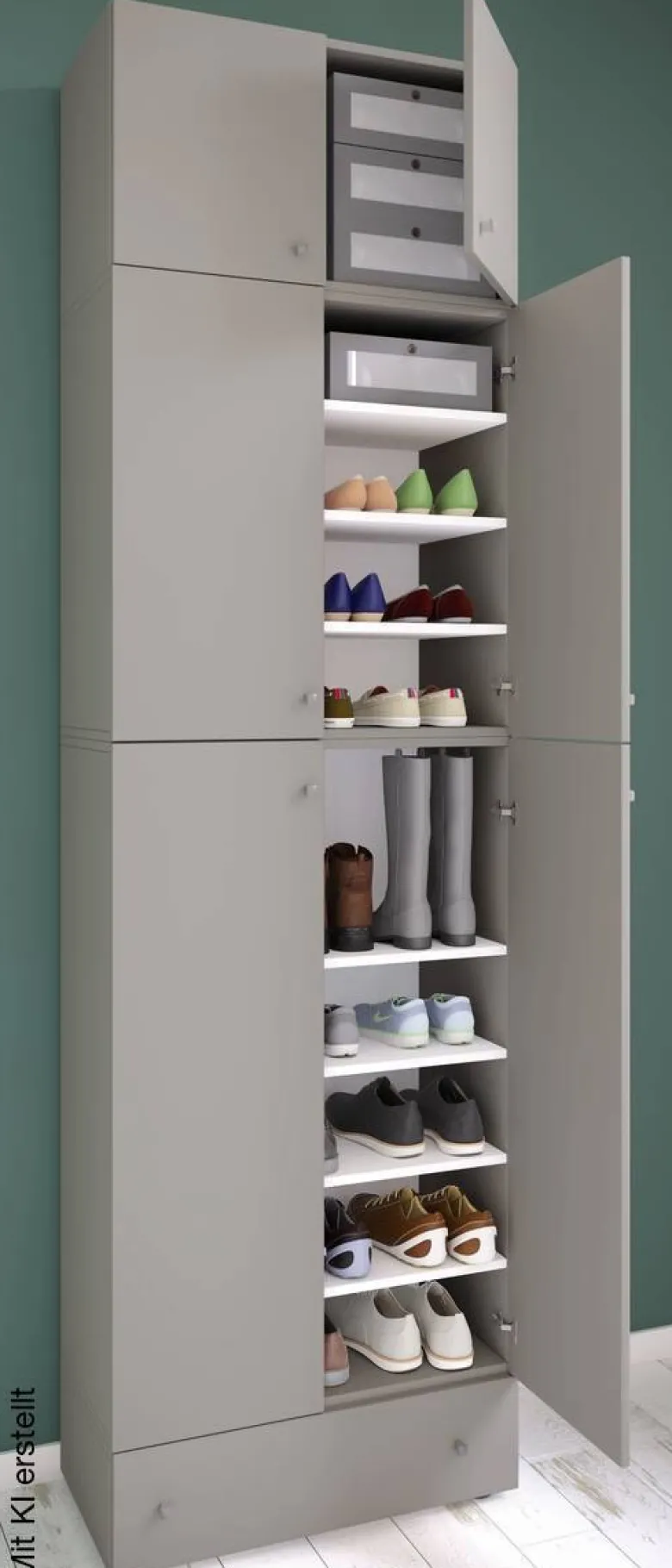 Schuhschrank Lona grau weiß B/H/T: ca. 70x240x39 cm