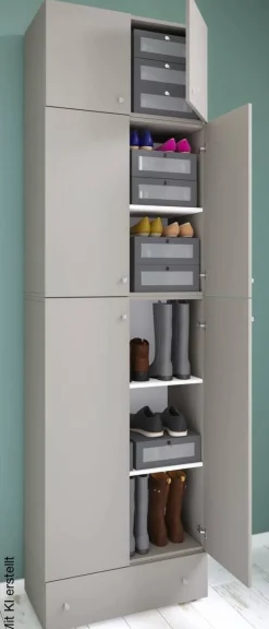 Schuhschrank Lona grau weiß B/H/T: ca. 70x240x39 cm