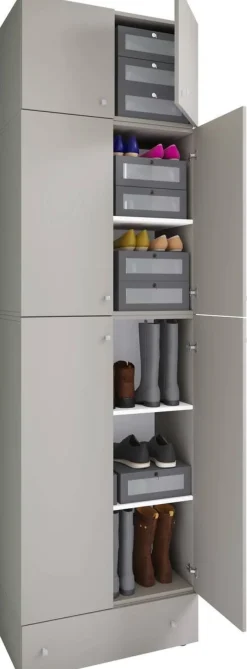 Schuhschrank Lona grau weiß B/H/T: ca. 70x240x39 cm