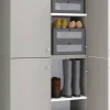 Schuhschrank Lona grau weiß B/H/T: ca. 70x223x39 cm
