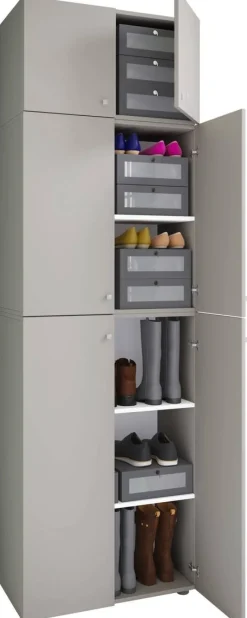 Schuhschrank Lona grau weiß B/H/T: ca. 70x223x39 cm