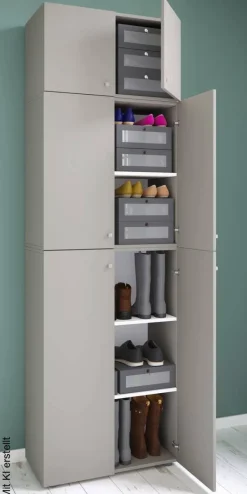 Schuhschrank Lona grau weiß B/H/T: ca. 70x223x39 cm