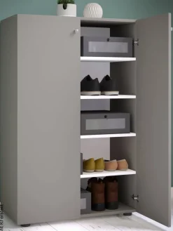 Schuhschrank Lona grau weiß B/H/T: ca. 70x110x39 cm