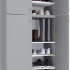 Schuhschrank Lona grau weiß B/H/T: ca. 70x200x39 cm