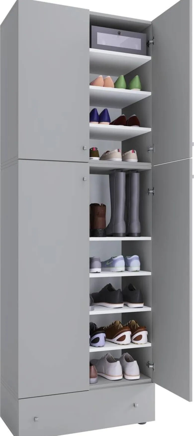 Schuhschrank Lona grau weiß B/H/T: ca. 70x200x39 cm