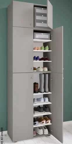 Schuhschrank Lona grau weiß B/H/T: ca. 70x223x39 cm