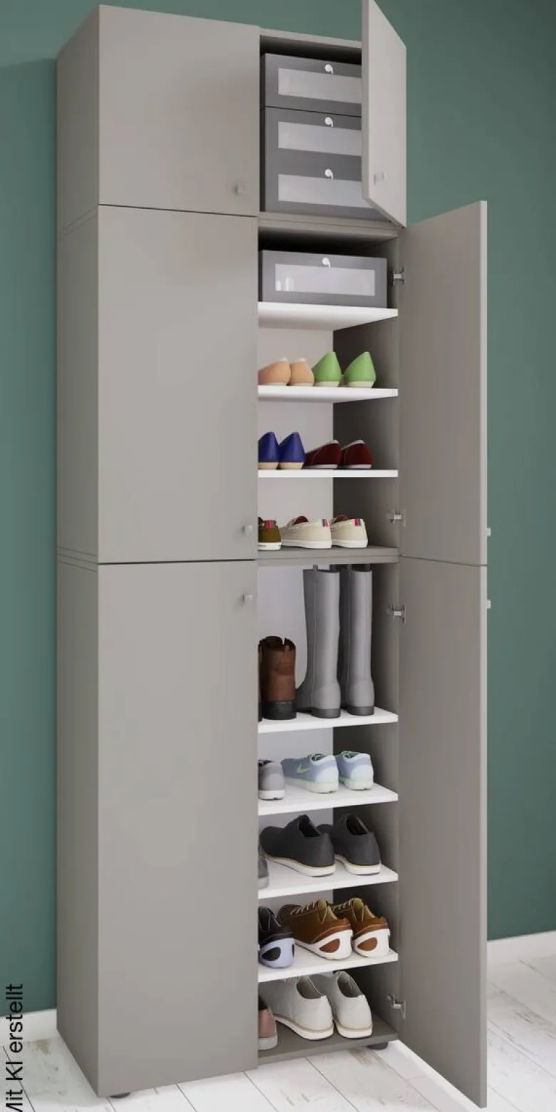 Schuhschrank Lona grau weiß B/H/T: ca. 70x223x39 cm