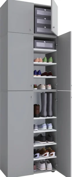 Schuhschrank Lona grau weiß B/H/T: ca. 70x223x39 cm
