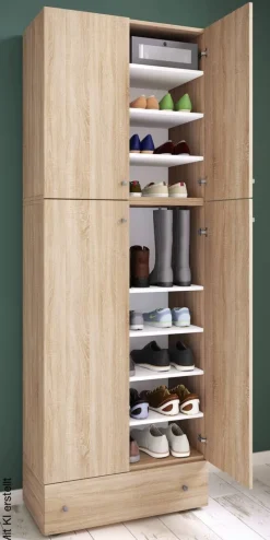 Schuhschrank Lona weiß B/H/T: ca. 70x200x39 cm