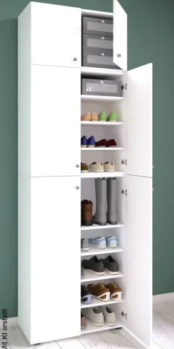 Schuhschrank Lona weiß B/H/T: ca. 70x223x39 cm