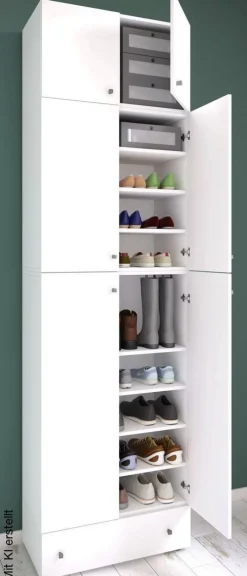 Schuhschrank Lona weiß B/H/T: ca. 70x240x39 cm
