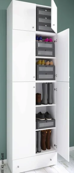 Schuhschrank Lona weiß B/H/T: ca. 70x240x39 cm