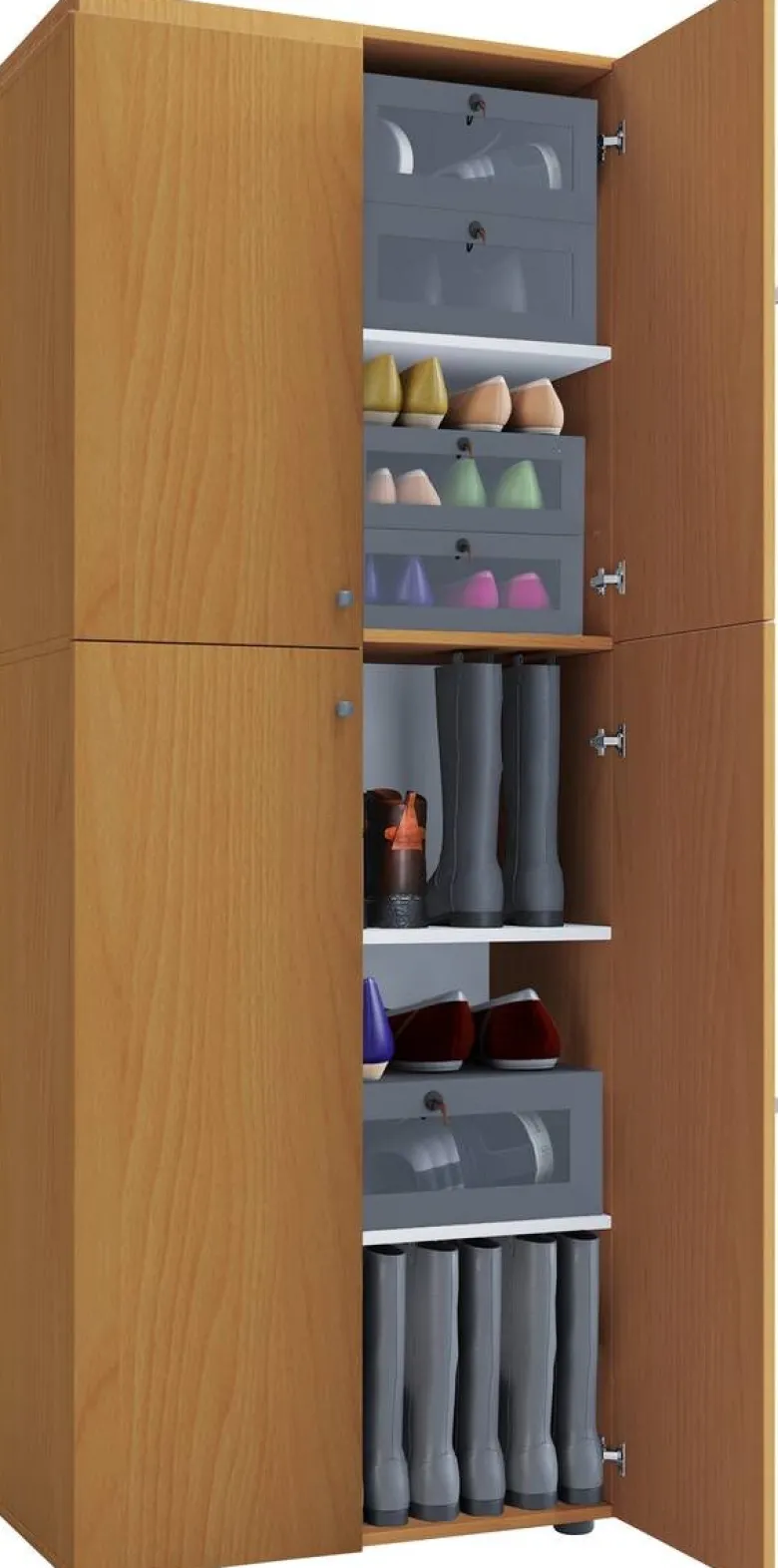 Schuhschrank Lona XXL buche Nachbildung weiß B/H/T: ca. 70x182x39 cm